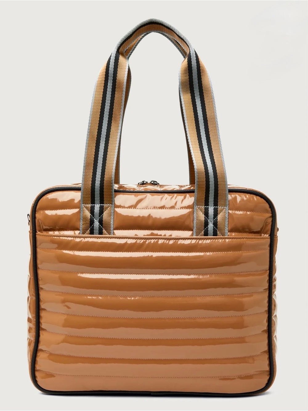Think Royln Quilted Sporty Spice Pickleball Bag Tan Tote with Striped Handle